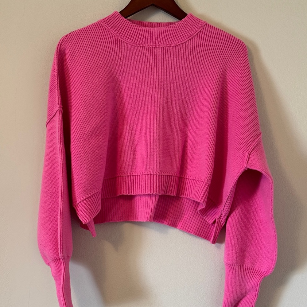 Free People Cropped Women’s Sweater Barbie Pink, M
